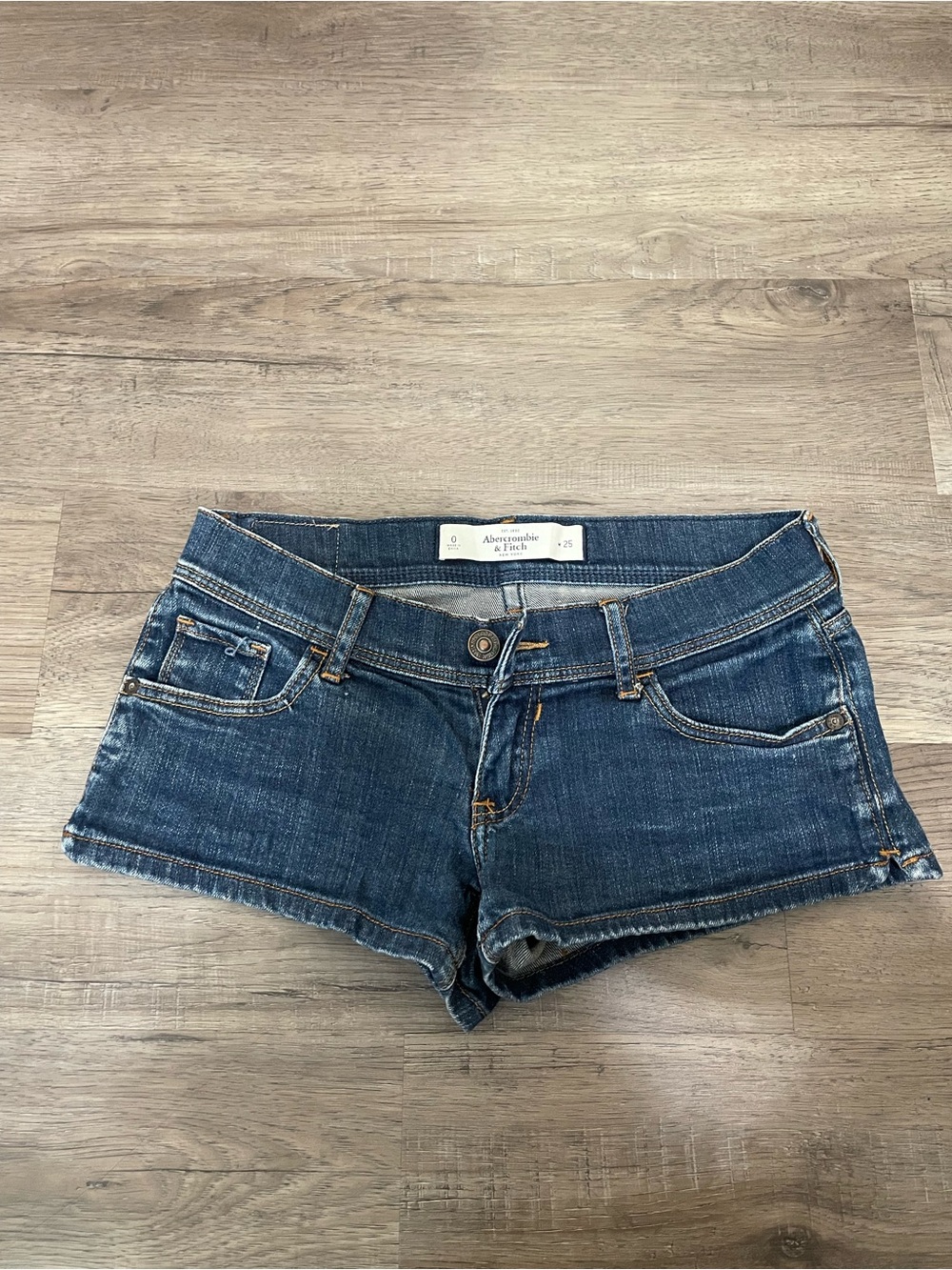 Abercrombie & Fitch Low Rise Denim Shorts Size 0 W25 Y2K Hot Shorts